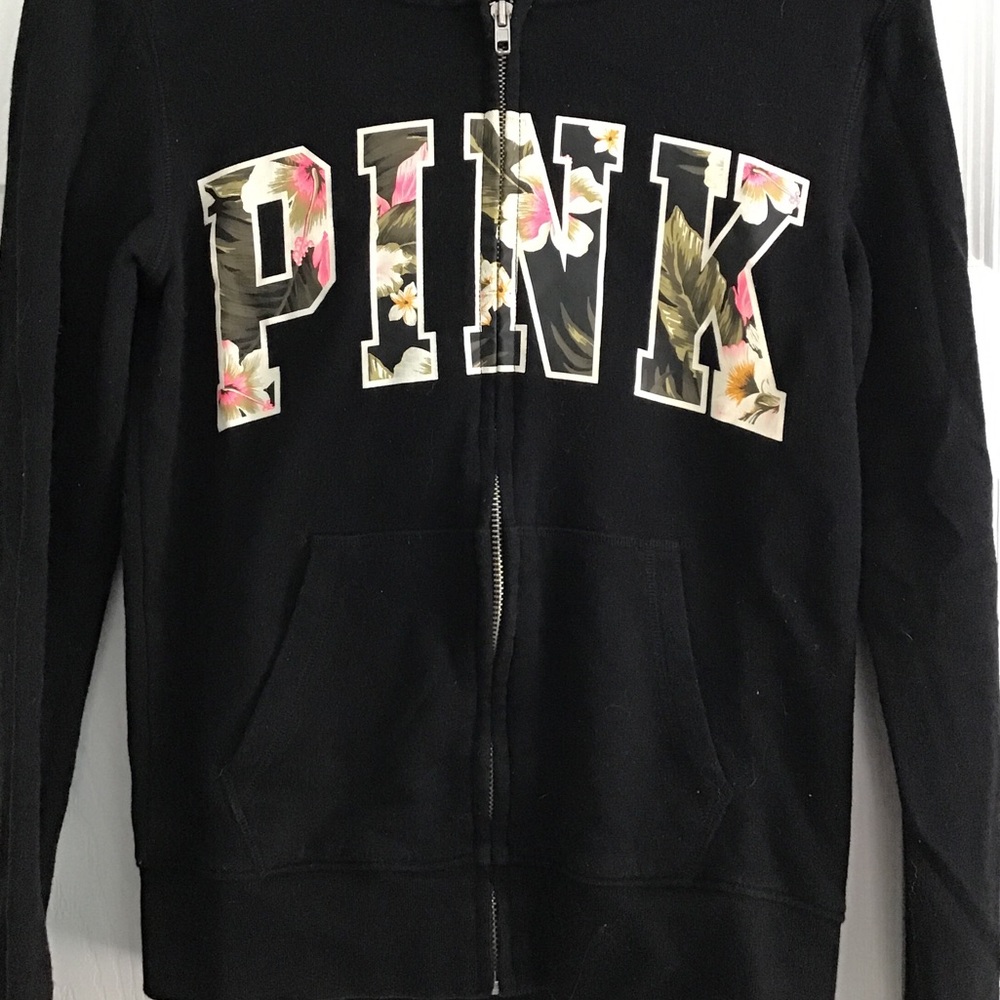 PINK Hoodie Sweatshirt Black XS